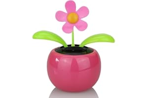 DWANG Pink Solar Dancing Sun Flower Automotive Ornament Solar Powered Dancing Sun Flower in Colorful Pots Swinging Animated Bobblehead Dancer Window Sun Catcher Car Dashboard Solar Kits