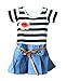 Cute Baby Girls kids Toddler Princess Kids Stripes One-pieces Denim Jeans Dre...
