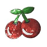 Diseñado como un patrón de color rojo cereza, este apliques de lentejuelas brillante se ve hermosa y de moda