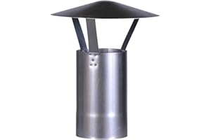 FireFix A120/RH Chapeau de Pluie (galvanisé), Hauteur 420 mm, ø 120 mm – pour Tuyau de poêle de 0,6 mm – Argent