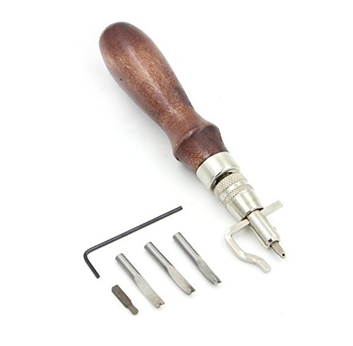 BTSKY 5 in 1 DIY Lederhand Nahtversenker / Lederhobel mit Parallelanschlag Leder Werkzeug Einstellbare Stitching Groover Crease Rillenzieher Kantenzieher