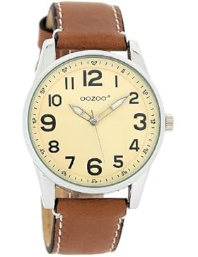 Oozoo XL Damenuhr mit Lederband - JR177 - Creme/Cognac