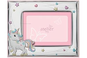 Moda Mavilla Porta foto unicorno bimba argento 925 Porta foto pvd argento"unicorno", retro legno. Bimbo cornici cm 9x13 - rosa Marca: Atelier