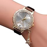 BaZhaHei Damen Uhren Frauen Quarz Handgelenk Die Eiffelturm Strass Anhänger Armbanduhr Punktbohrer Turm Anhänger Gürtel Uhr (Kaffee)
