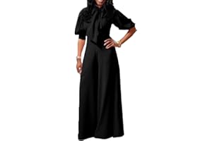 VERWIN Plain Dressy Full Length Bowknot Women's Jumpsuit High Waist Woman Romper