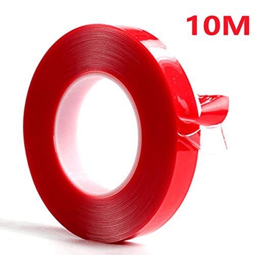 Lychee Nastro biadesivo in acrilico rimovibile per montaggio su vetro dell'auto, 1 mm di spessore, 10 m di lunghezza, trasparente, forte adesivo per interni