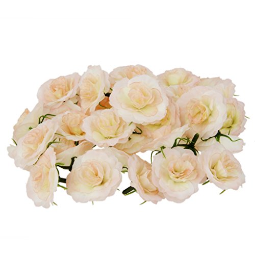 50pcs Kunstseide Kunstblumen Rose bluete koepfe Hochzeit Parteidekor Rosa Bulk - 7