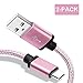 Price comparison product image Samsung Galaxy S9 USB C Cable, Fundro 2-Pack 6FT USB Type C Fast Charging Cable Nylon Braided Cord with Velcro Straps for Samsung Galaxy S9 / S9 Plus / S8 / S8 Plus / Note 8, Pixel 2, Huawei P10 / P20 / P20 Pro, Xiaomi Mix 2 / 2S, Nintendo Switch, Moto Z and More (Pink)