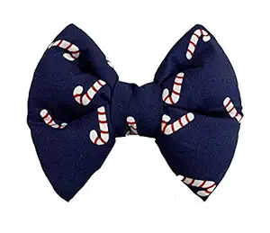 For The Fur Kids Bow Tie for Pets: Candy Cane Dog Bow (Blue)