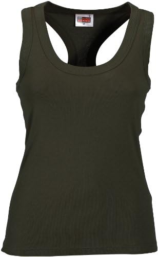 U.S BASIC LADIES RACERBACK VEST TOP - 6 GREAT COLOURS (L - SIZE 12, ARMY)