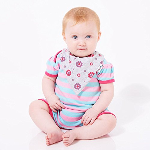 Lovjoy Bandana Geifer Baby Lässig Lätzchen – 5er Pack (Hübsche Rosa) – Multicolor Super Absorbent & Soft für ultimativen Komfort mit Druckknöpfen – abwaschbar – Wasserdicht vlies Auskleidung für 0-3 Jahre – Netter Baby-Geschenk für Jungen und Mädchen - 3