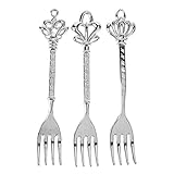 Newadel 3 Teile/Satz Vintage Royal Zink-Legierung Crown Kopf Obst Gabeln Kleine Obst Zeichen Dessert Geschirr Kuchen Gabeln Küche Zubehör b