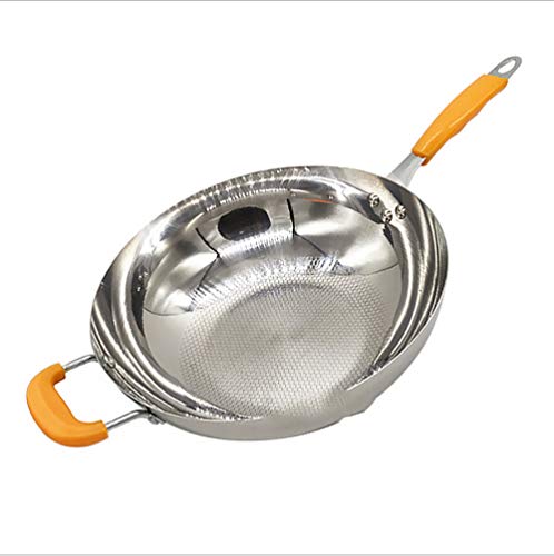 Preisvergleich Produktbild Edelstahl-Wok-Pfanne Waben Physikalische Antihaft-Pfanne Unbeschichtet Gasherd Induktionsherd Universal Bratpfanne