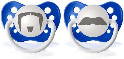 Personalized Pacifiers Fu Manchu and Chevron Mustache Pacifier Set, Dark Blue