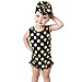 Produktbild URSING Baby Mädchen Ärmellos Bommel Anhänger Spielanzug + Stirnband Neugeboren Säugling Kleider Outfits Set (Schwarz, 6M)