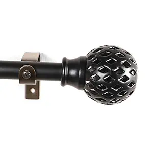 WINDOW CASA Microfiber Solid Extendable Curtain Rod, Small, White, Curtain Pole, 2 Finials , 3 Brackets , 6 Screws And Fishers
