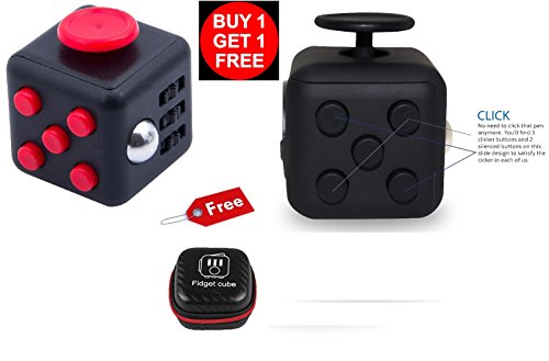 Fidget Toy Cube Relieves Stress and Anxiety for Children and Adults - Red/Black and Black with Carry Case ( Buy 1 get 1 Free) Fidget Toy Cube Relieves Stress and Anxiety for Children and Adults - Red/Black and Black with Carry Case ( Buy 1 get 1 Free)