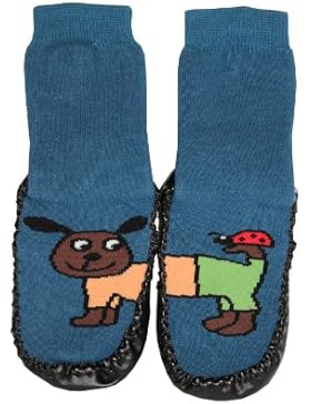 Tobeni 1 Paar Hüttenschuh-Söckchen lustige Tiere mit Ledersohle