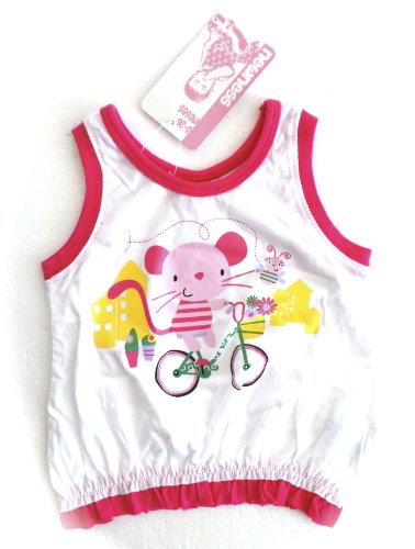 Vêtements Enfant Bébé - Débardeur T-Shirt Blanc Rose - Souris Vélo - 6 Mois