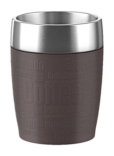 Emsa 515680 Isolierbecher Travel cup, 0,20 L, spülmaschinenfest, schwappdichter Trink-Dreh-Verschluss, chocolate