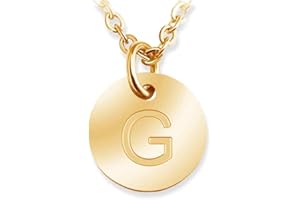 GOLDENCAT Collar Stamp Letter, Collar con Colgante Letra, Collar Letra Inicial Plata de Ley 925, Cadena con Colgante Alfabeto, Longitud 39 cm extendido, Plata de Ley 925, Baño de Oro 18k