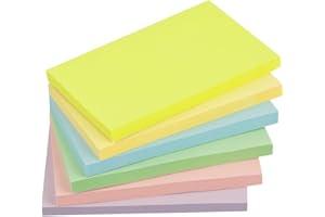 Wowivy Large Sticky Notes 76 mm x 127 mm, Pastel Colors, Sticky Pads, Recyclable, Self-Stick Pads, Easy to for Home, Office, Notebook, 80 Sheets/pad