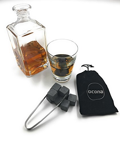 ocona© Premium Whisky Steine (12 Stück) wiederverwendbare Eiswürfel mit Eiszange Whiskysteine, Whisky Stones, Kühlsteine aus natürlichen Speckstein Geschenk Set (12 Specksteine) - 2