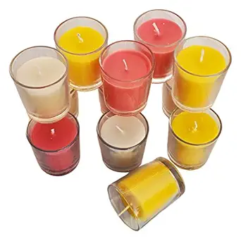 Pure Source India Votive Glass Candles, Pack of 6 (Scented - Rose, Jasmine & Sandalwood)