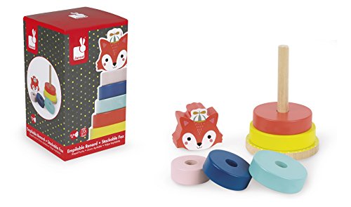 41pNzz8BbiL Janod - Empilable Renard, Baby Forest - Jeu Empilable en Bois - Jouet d'Éveil - Développement de la Motricité Fine - Premier Âge - Multi Couleurs - Dès 1 An, J08014