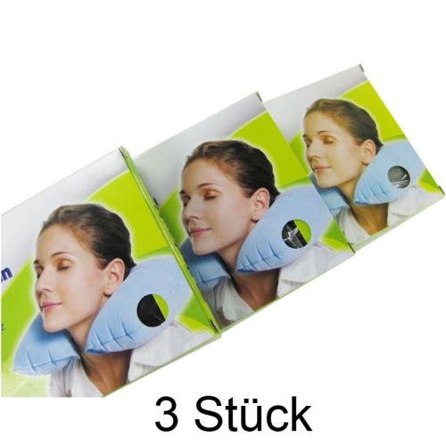 Preisvergleich Produktbild 3X Nackenkissen aufblasbar Nackenhörnchen Reisekissen