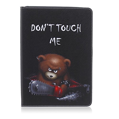 iPad Air Hülle, Deenor Bunt Painting und Stilvoll Brieftasche Tasche PU Leder Flip Protective Stand Tasche Schutzhülle Hülle für Apple iPad Air (2013 Version).[Chainsaw Bear] - 2