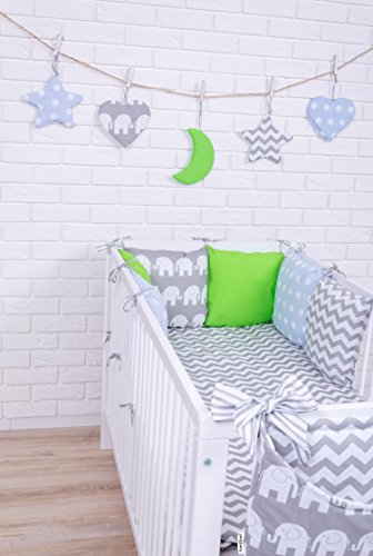 Amilian® Baby Nestchen Bettumrandung 210 cm Design21 Bettnestchen Kantenschutz Kopfschutz für Babybett Bettausstattung - 3