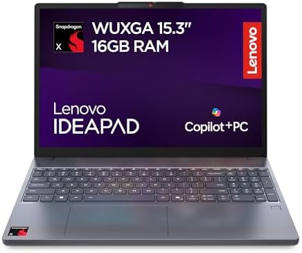 Lenovo IdeaPad Slim 3 Notebook 15,3” WUXGA (1920x1200), Snapdragon X X1-26-100, RAM 16 GB, 512 GB SSD, Grafica Integrata, WiFi 6E, Windows 11 Home - Luna Grey