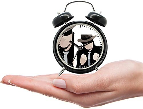 Kid Portable Teen Mini Cute Twin Bell Analog Alarm Clock Gift with Custom cartoon -412.Man, Cartoon, Male, Character, Isolated, Guy, Suit, Hat