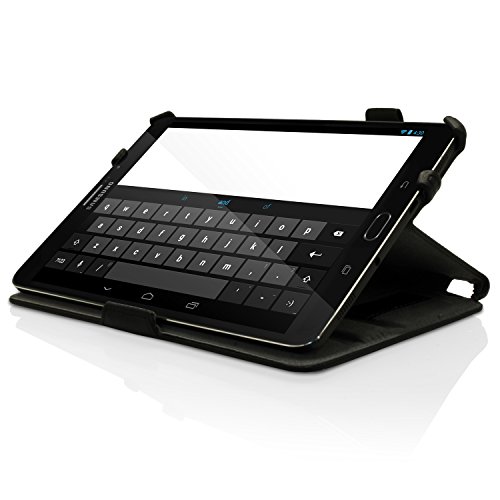 igadgitz Schwarz PU Ledertasche Hülle Cover für Samsung Galaxy Tab S2 8“ SM-T710 mit Multi-Winkel Betrachtungs + Auto Sleep/Wake + Handschlaufe + Displayschutzfolie - 7