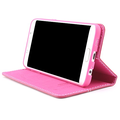 [ S6 edge ]Handy Schutz Tasche Noble Series Cover für Samsung Galaxy [ S6 edge ] edle Book Style Hülle mit Aufstellfunktion und Kartenfach ScorpioCover pink - 7