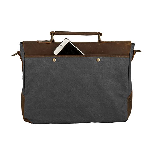 Messenge Bag, P.KU.VDSL Men's Vintage Genuine Leather Laptop Messenger Bags, Crossbody Bag, Unisex Canvas Handbag Briefcase for Men and Women, Satchel Shoulder Bag Laptop bag Fits 14 inch Laptop