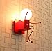 Produktbild Wall Lightcartoon Iron Wandleuchte Metall Kunst Menschliches Modell Wandleuchte Edison E27 Wandleuchte Für Kinderzimmer Schlafzimmer Gaming Room Cafe (Schwarz, Weiß, Rot) (Farbe: Rot-Einzelkopf)