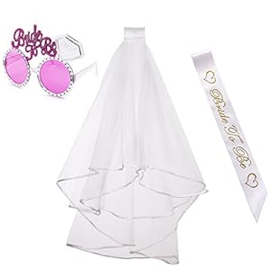 3 piezas de accesorios para despedida de soltera, velo de boda con peine para novia a ser banda y gafas