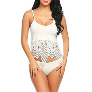 Adobe Lencería De Encaje 2 Piezas Sexy Irregular Ropa De Dormir Camisón De Dormir Top + Bragas