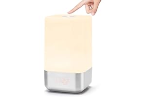 OKUYONIC Wake Up Light Sunrise Simulazione Sveglia Touch Control Lampada da Comodino con Luce Notturna con 5 Suoni della Natura, 3 Livelli di Luminosità, 256 Colori RGB per Camera da Letto per Bambini e Adulti