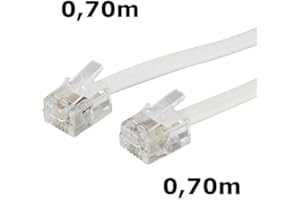 DITM® Cordon Téléphone ou ADSL RJ11 mâle vers RJ 11 mâle - Blanc - 0,70 m