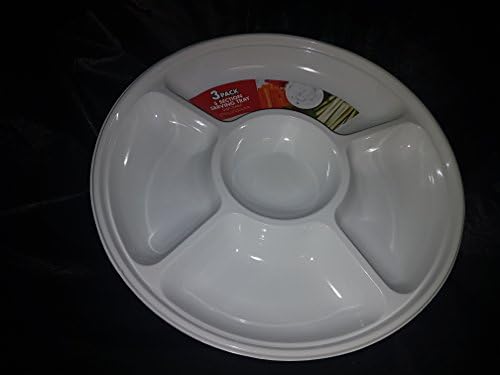 6 x white plastic disposible compartment tray platter for snack serving shering (6, white)