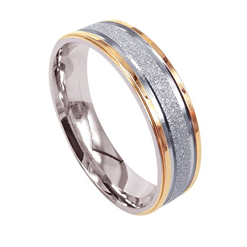 Men Women Wedding Band Titanium Ring Dome Shape Anniversary Ring Two Tone Gold and Silver Valentine Day Gift 6mm 4mm