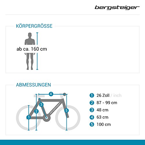 Bergsteiger Phoenix 26 Zoll Mountainbike, Fully, Scheibenbremsen, 21 Gang Shimano - 2