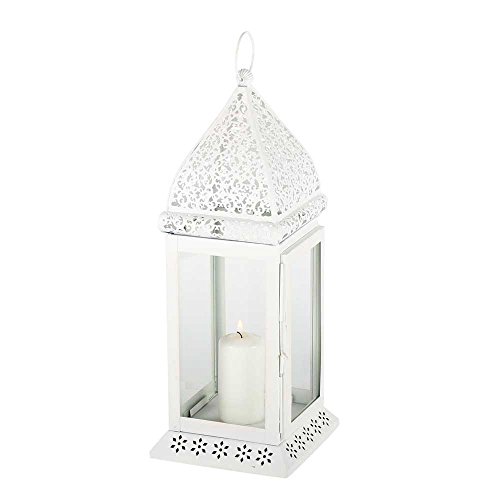 Laterne Metall Gartenlaterne Mula 40cm Hängewindlicht Windlicht Teelicht (weiss) - 3