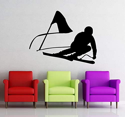 Preisvergleich Produktbild Skifahren Wandtattoo Vinyl Wohnkultur Skifahrer Schnee Freestyle Springen Winter Wandaufkleber Schlafzimmer Extreme Sport Decor Wandbild 42X58CM