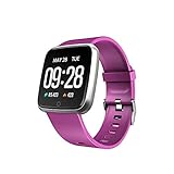 BZLine Bluetooth Smartwatch, Smart Watch Uhr Intelligente Armbanduhr Fitness Tracker Armband Sport Uhr Metall mit Herzfrequenz Farbe Bildschirm Schrittzähler für Android iOS für Frauen Männer (Lila)
