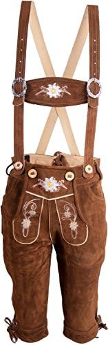 ALM Children's Traditional Leather Trousers Knee Band In Brown, Light Brown, Chocolate and Black - Brown - 18-24 Months