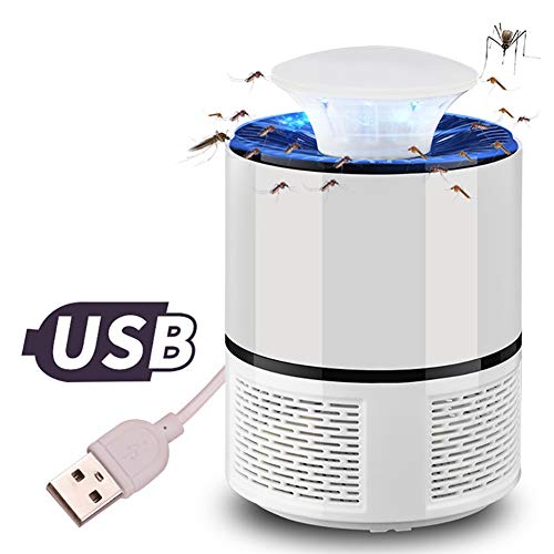 Preisvergleich Produktbild QWER LED-Mückenvernichterlampe mit USB-Stromversorgung, extrem leiser elektronischer Zerstörungszapfer, tragbarer Insektenfallen-Fliegenabweiser,White